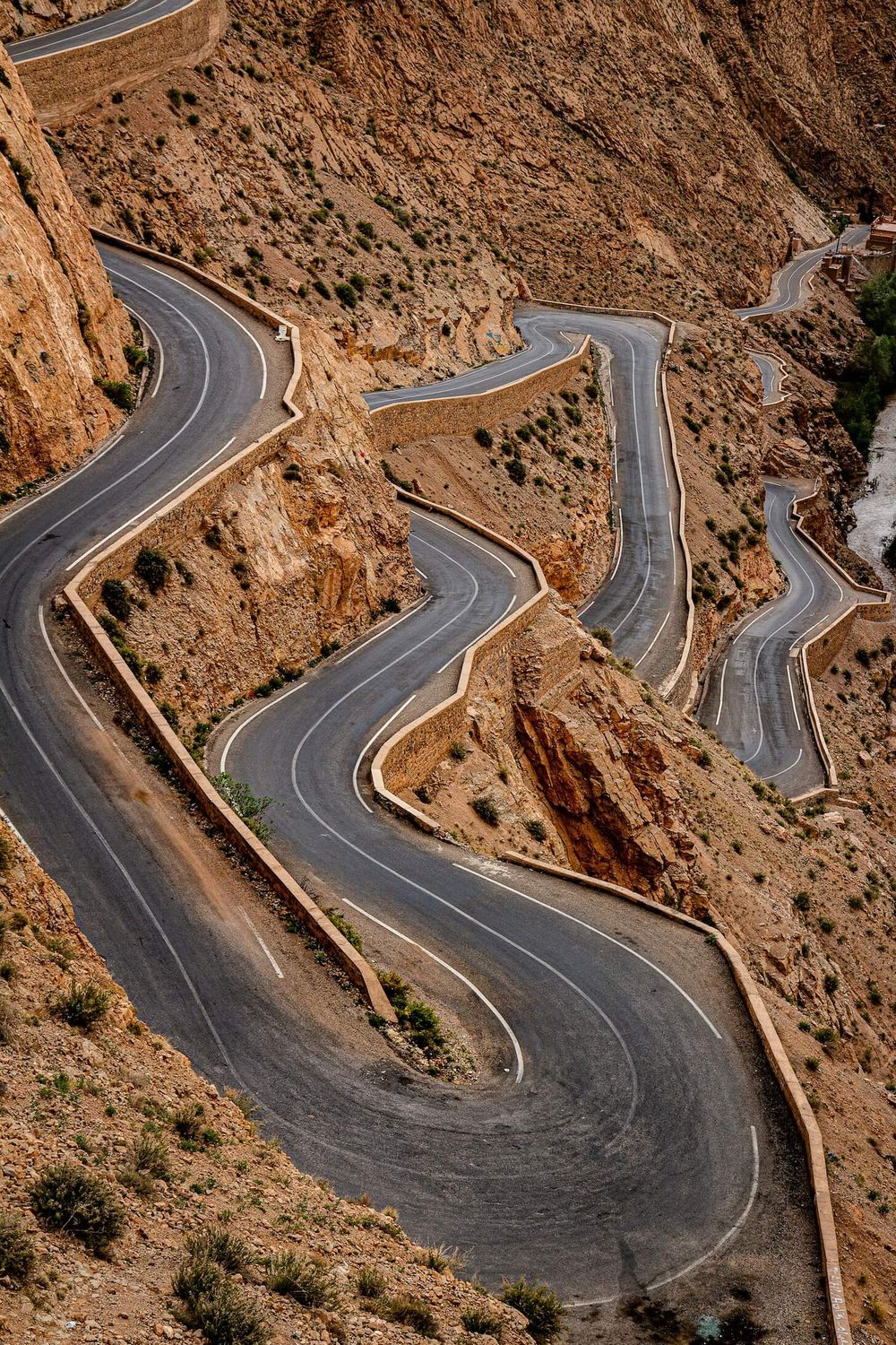 A curvy street in the Dadres valley in morocco