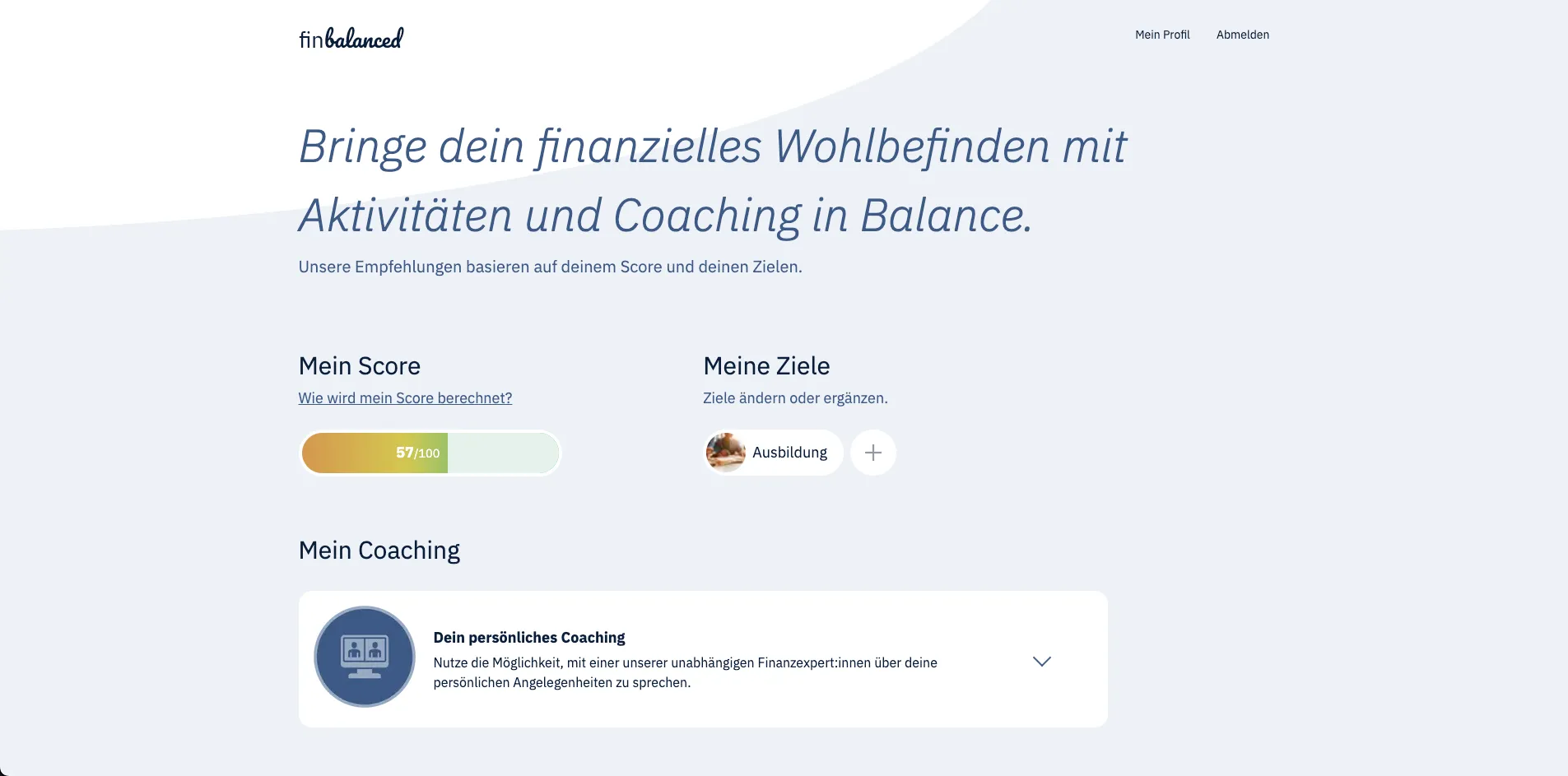 Screenshot of finbalanced