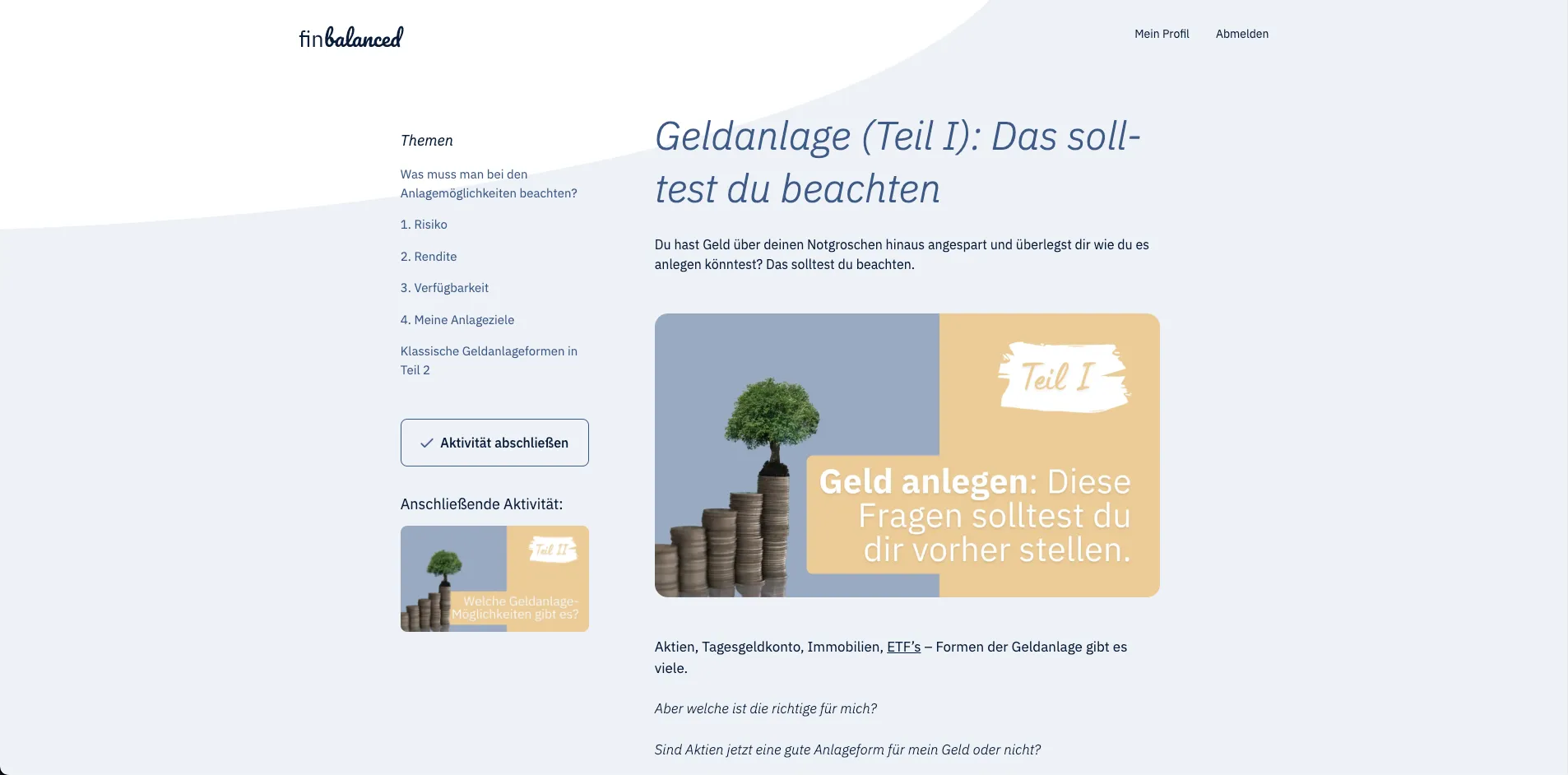 Screenshot of finbalanced